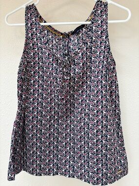 Tommy Hilfiger Navy Print Tie-Front Tank Top